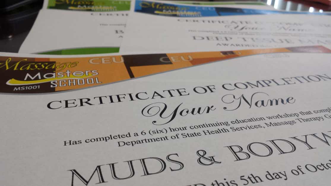 Massage Masters School CEU continuing education courses banner